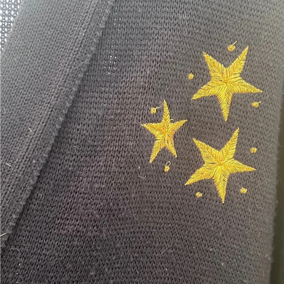 Navy and gold vintage embroidered knit cardigan sweater - Picture 2 of 5